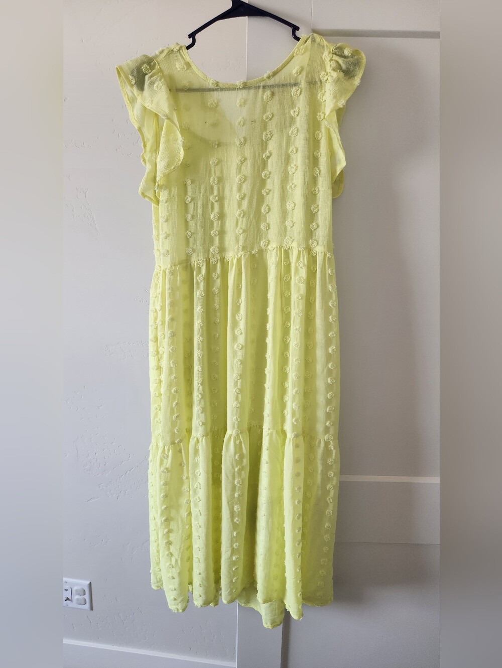 SO Bright Yellow Tiered Dot Dress
